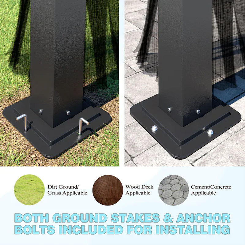 12-Ft X 10-Ft Hardtop Black Gazebo with Hardtop Roof (Screen Included)