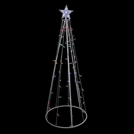 LED Lighted Cone Christmas Tree Outdoor Decoration - 5' - White - Multicolor Lights