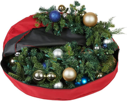 [36 Inch Wreath Storage Container] - for Christmas Wreath up to 36 Inches in Diameter | Bag Hooks Directly to Your Wire Wreath Frames to Prevent Sagging and Deformed Wreaths (36-Inch)