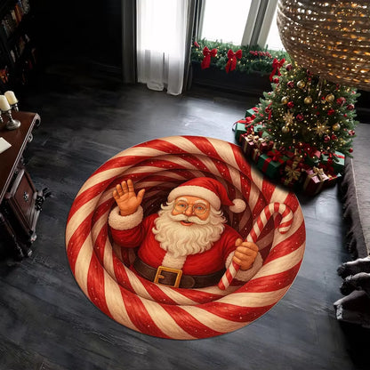 Santa Claus Christmas 3D Printed round Mat Christmas Christmas Decor Christmas Welcome Door Mat Winter Home Christmas Decoration