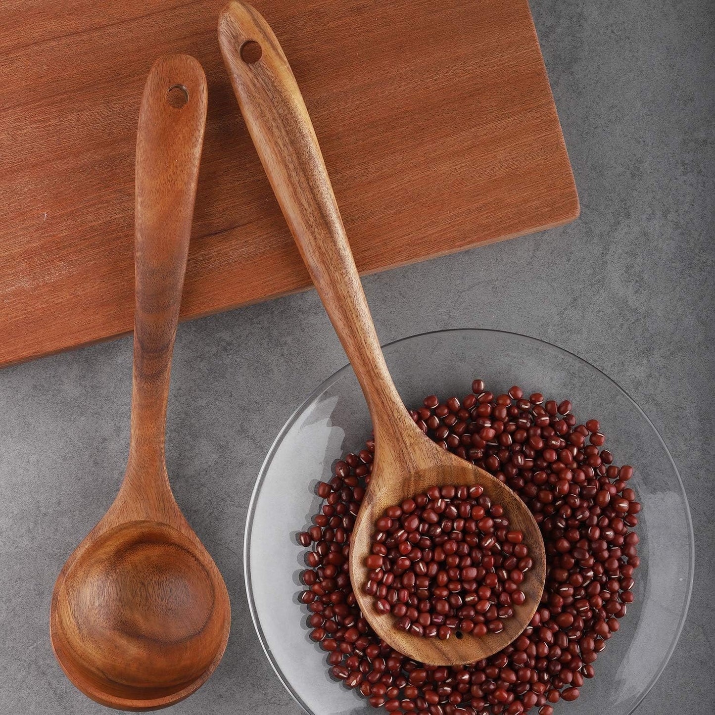 Wooden Cooking Utensils Set 6-Piece Wood Kitchen Utensil Set for Non Stick Cookware Wooden Spatula,Fork,Turner,Ladle,Strainer Spoons (6)