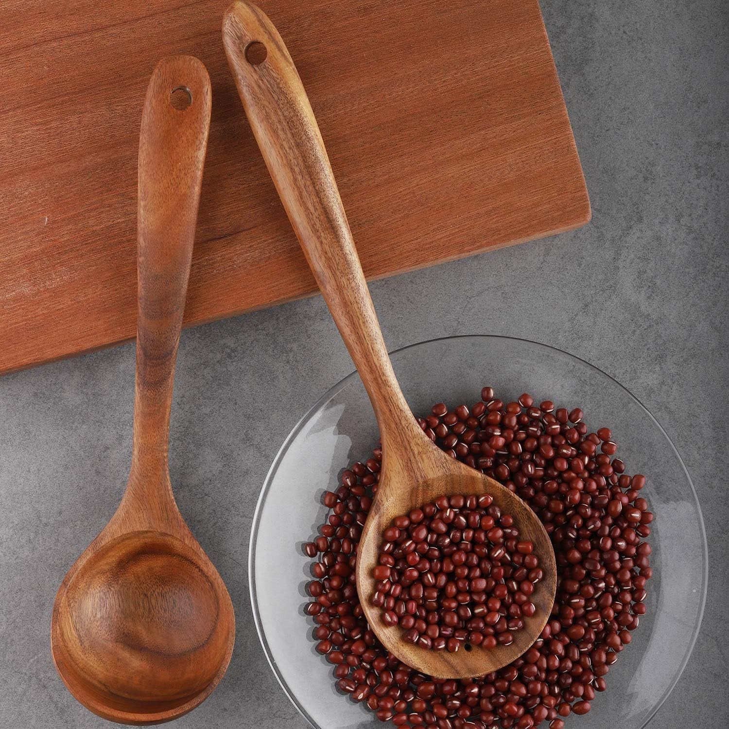 Wooden Cooking Utensils Set 6-Piece Wood Kitchen Utensil Set for Non Stick Cookware Wooden Spatula,Fork,Turner,Ladle,Strainer Spoons (6)