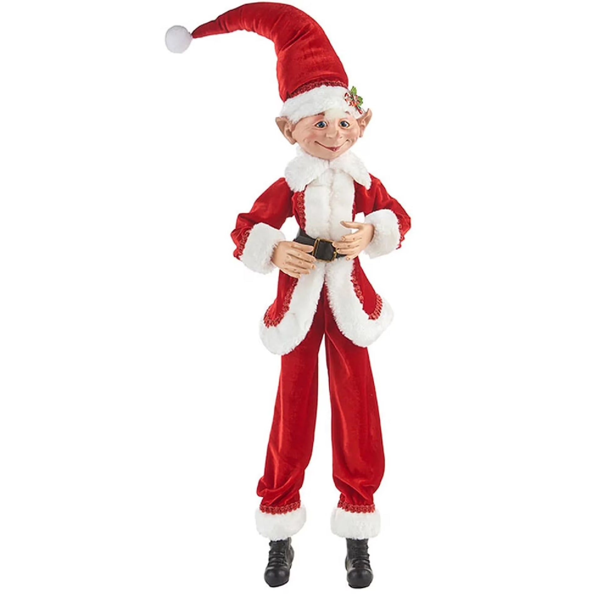 Kurt Adler 30" Red and White Christmas Posable Elf