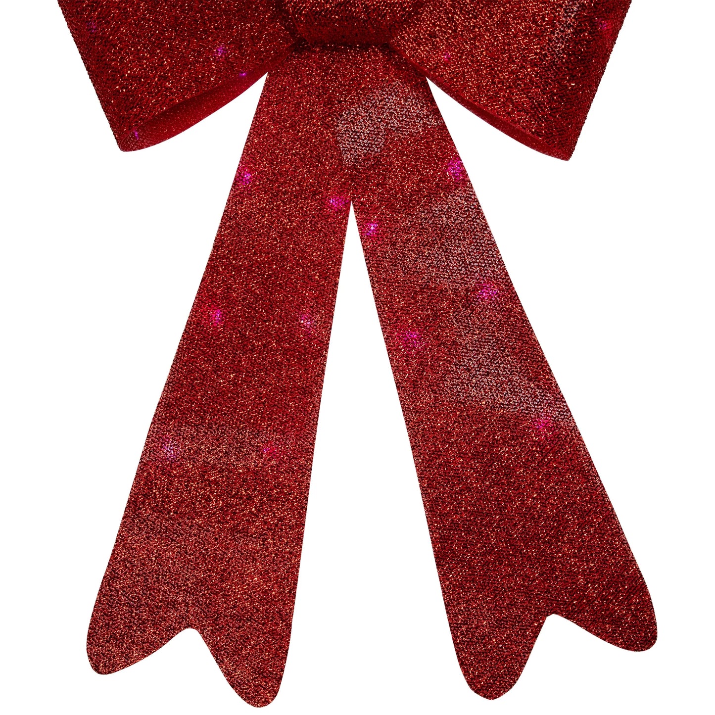 LED Lighted Color Changing Tinsel Bow Christmas Decoration - 24" - Red