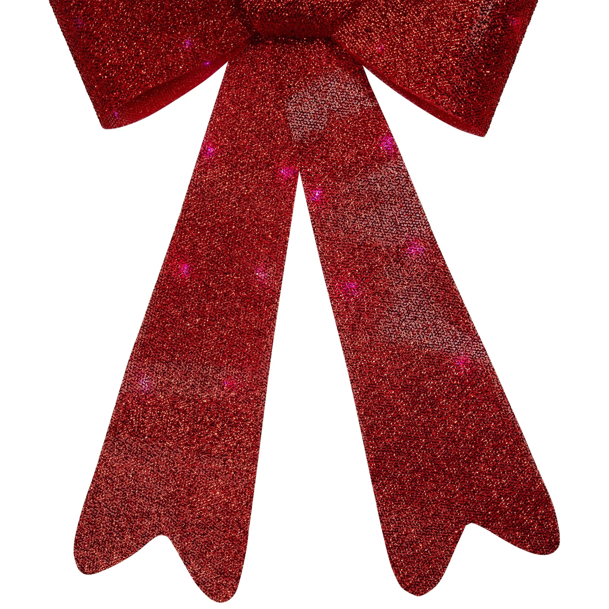 LED Lighted Color Changing Tinsel Bow Christmas Decoration - 24" - Red