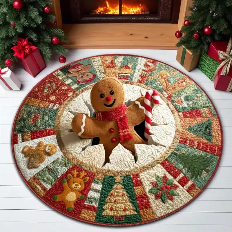 Santa Claus Christmas 3D Printed round Mat Christmas Christmas Decor Christmas Welcome Door Mat Winter Home Christmas Decoration