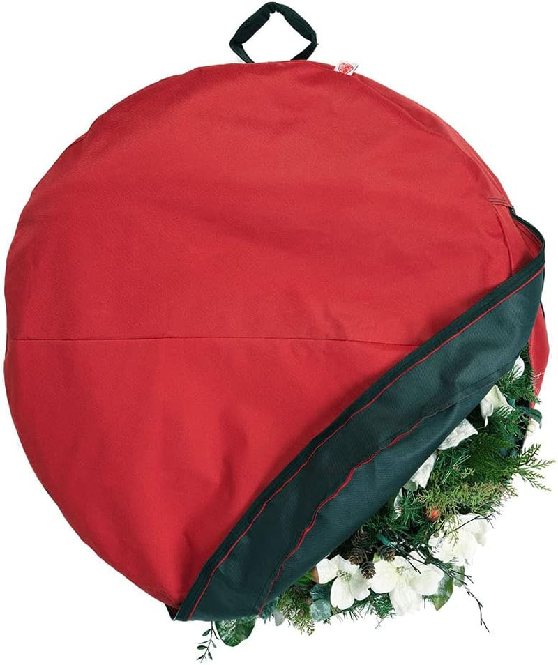 [36 Inch Wreath Storage Container] - for Christmas Wreath up to 36 Inches in Diameter | Bag Hooks Directly to Your Wire Wreath Frames to Prevent Sagging and Deformed Wreaths (36-Inch)