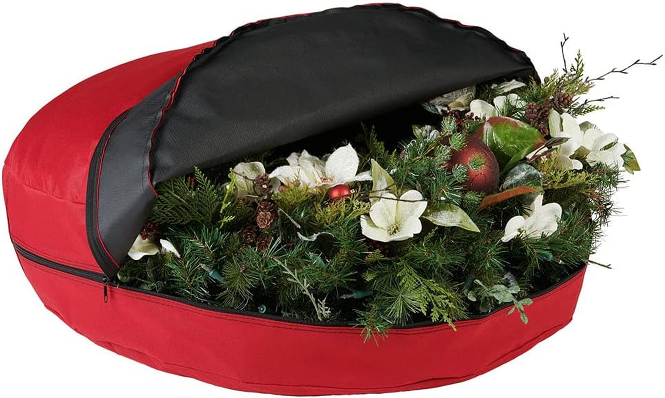 [36 Inch Wreath Storage Container] - for Christmas Wreath up to 36 Inches in Diameter | Bag Hooks Directly to Your Wire Wreath Frames to Prevent Sagging and Deformed Wreaths (36-Inch)