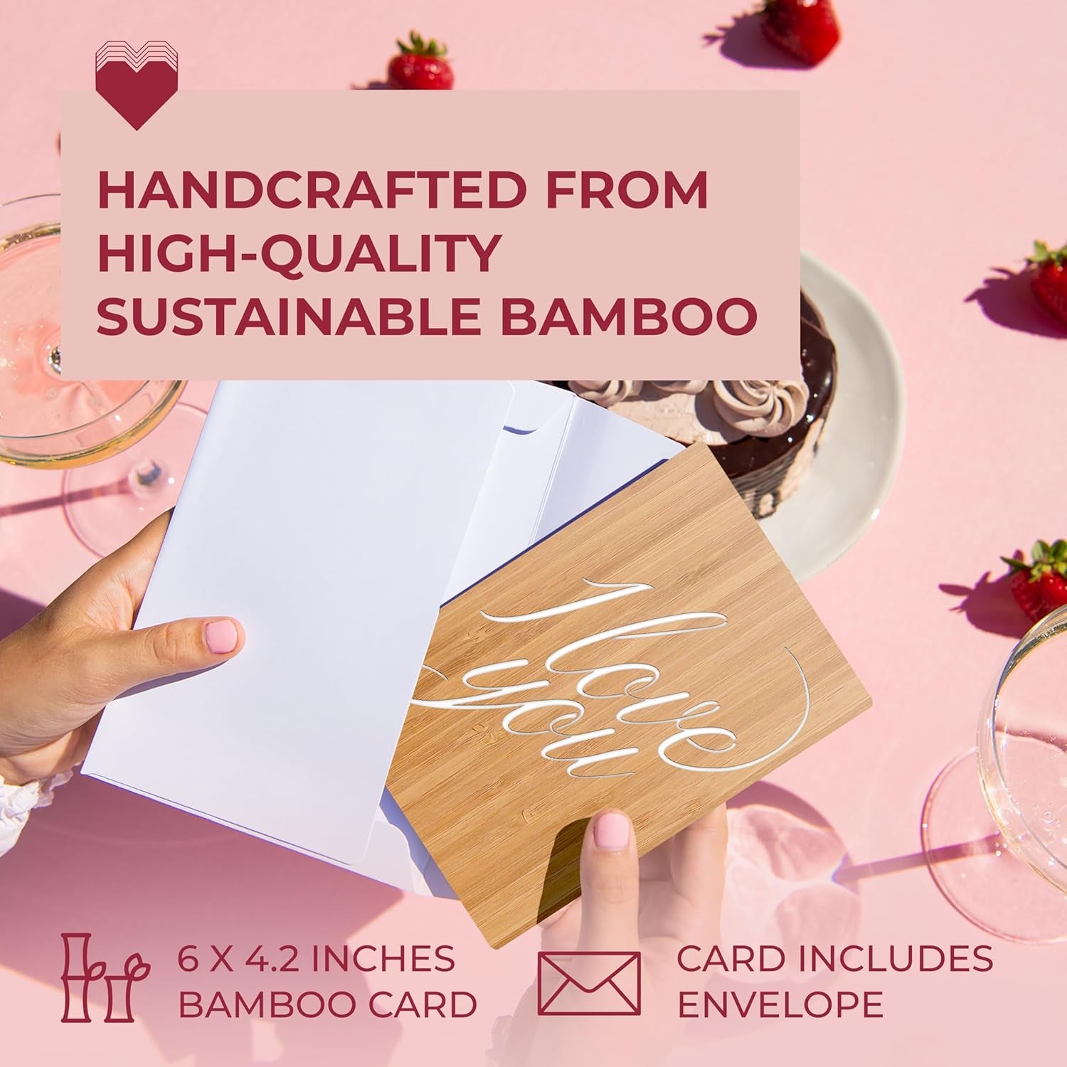 Heartspace Cards Love & Valentine Card, Handmade Bamboo Valentine'S Day Cards, Valentines Day Cards for Her, Wife, Adults, Valentines Day Card Wife, Valentines Gifts, Valentine Day Gift Him, Cursive