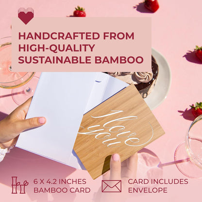 Heartspace Cards Love & Valentine Card, Handmade Bamboo Valentine'S Day Cards, Valentines Day Cards for Her, Wife, Adults, Valentines Day Card Wife, Valentines Gifts, Valentine Day Gift Him, Cursive