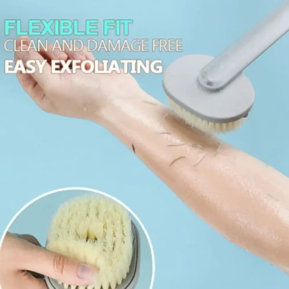 GlowScrub™ Long Handle Bath Brush – Exfoliating Shower Sponge with Built-In Liquid Dispenser for Full-Body Cleanse