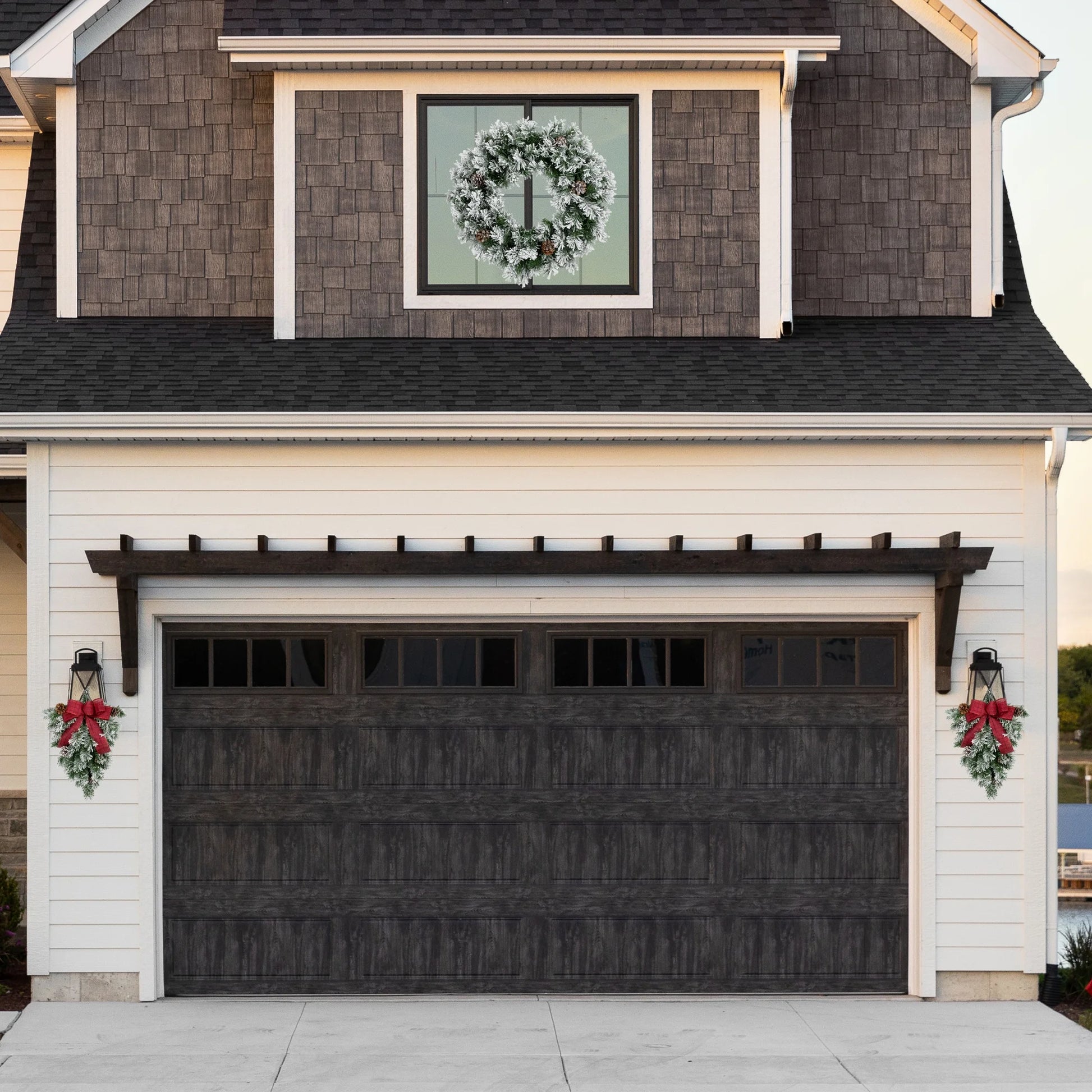 36" Unlit Flocked Angel Pine with Pine Cones Artificial Christmas Wreath