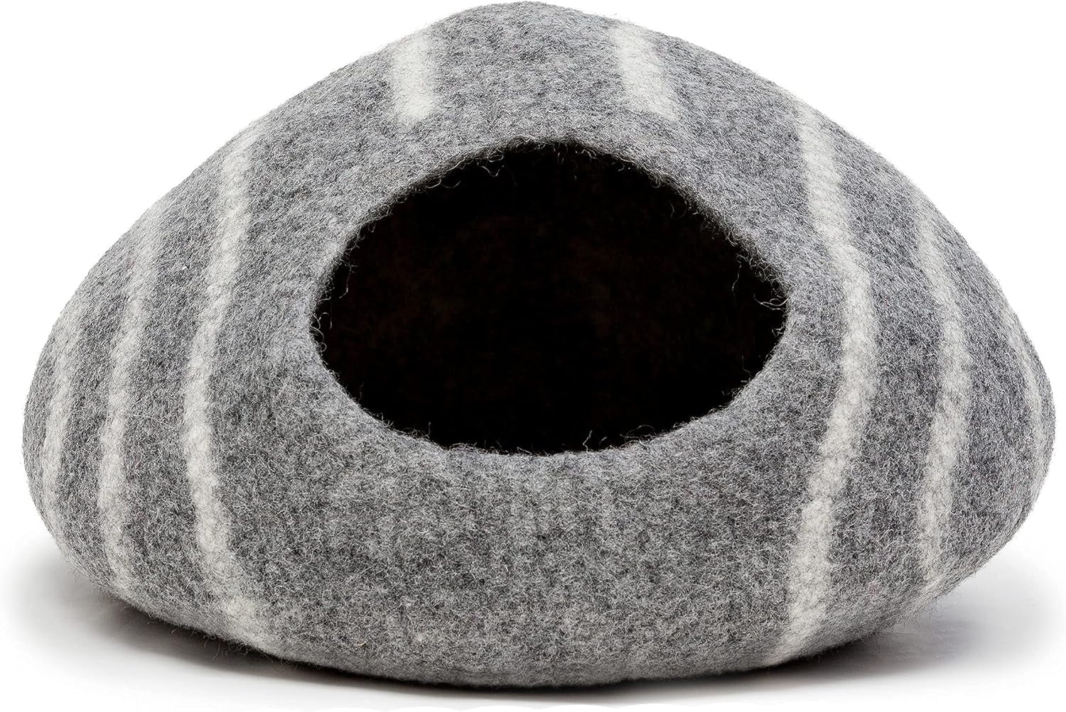 KOTE Cat Cave & Dog Cave | Enclosed Cat Bed | Cat Hideaway | Pod Kitten Bed | Grey Stripe