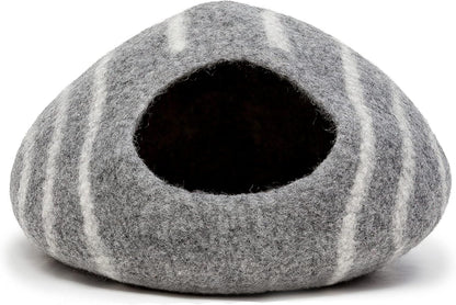 KOTE Cat Cave & Dog Cave | Enclosed Cat Bed | Cat Hideaway | Pod Kitten Bed | Grey Stripe