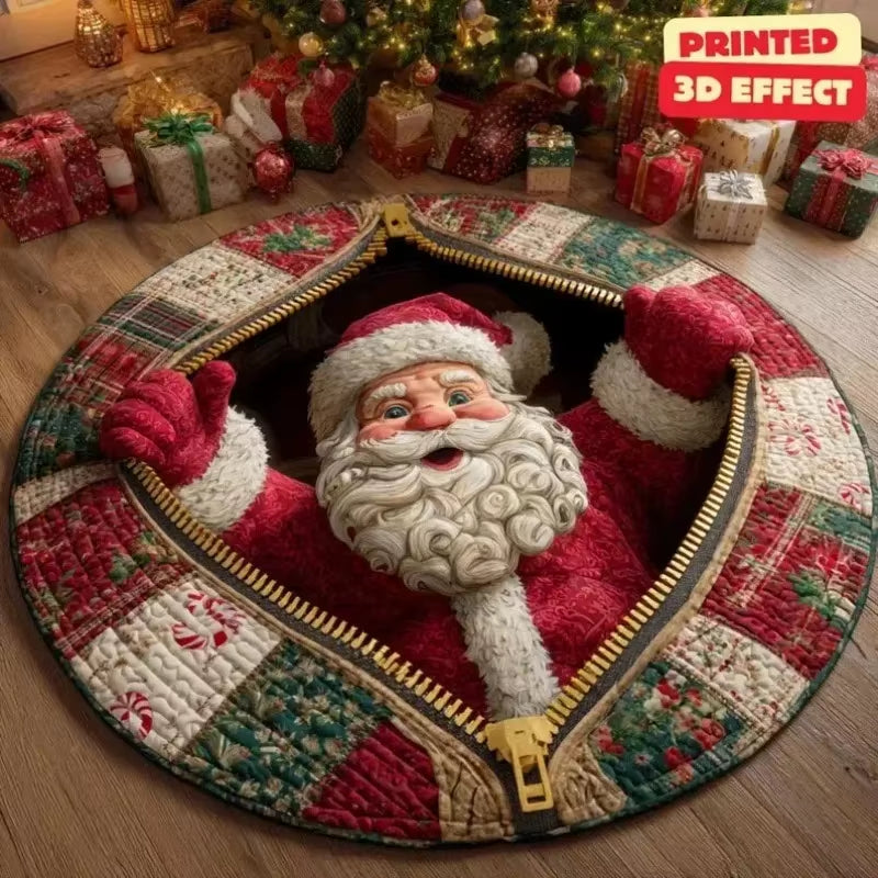 Santa Claus Christmas 3D Printed round Mat Christmas Christmas Decor Christmas Welcome Door Mat Winter Home Christmas Decoration